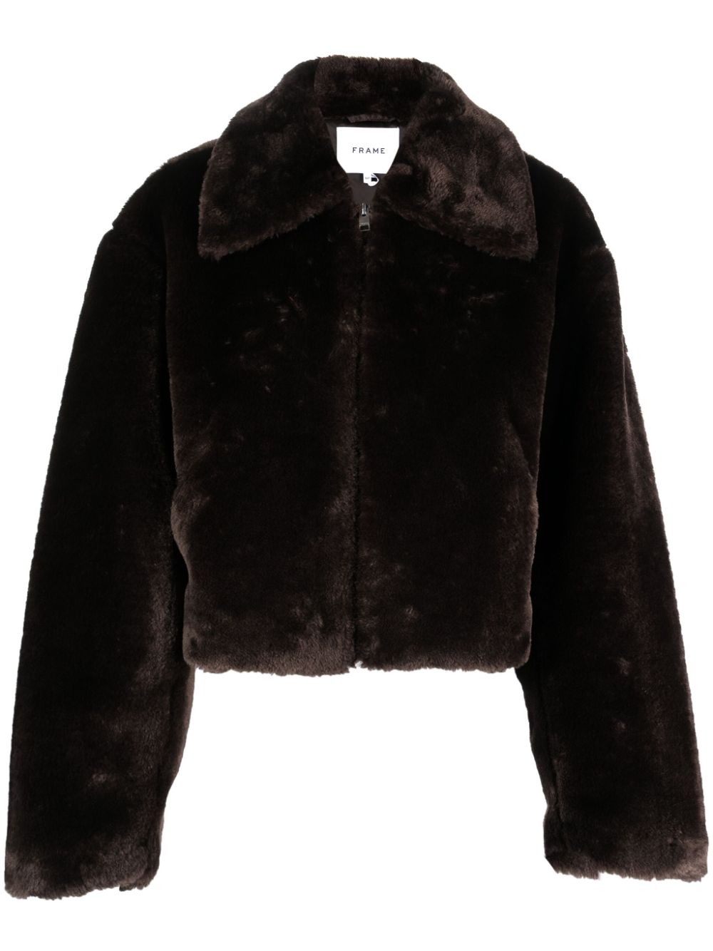 Faux-fur cropped jacket - Brown
