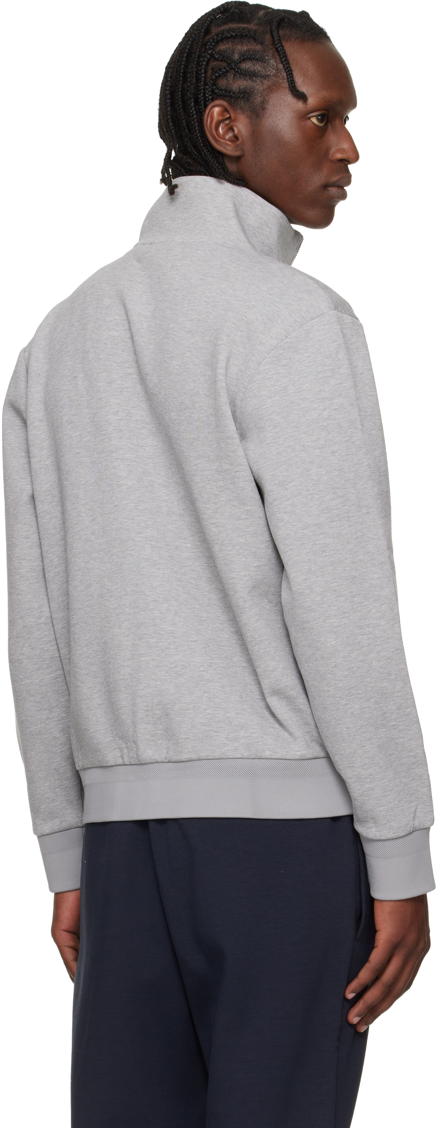 Gray Zip-Up Mercerized Stretch-Cotton Piqué Sweatshirt
