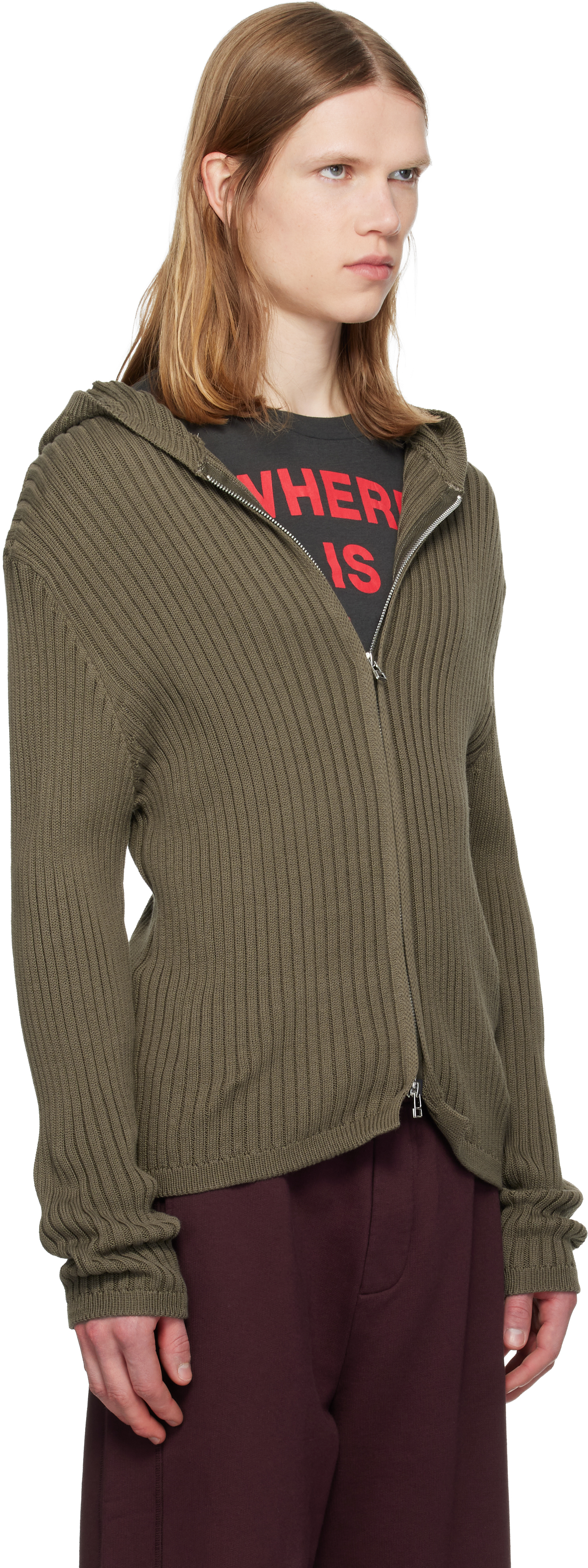 Khaki Knit Hoodie