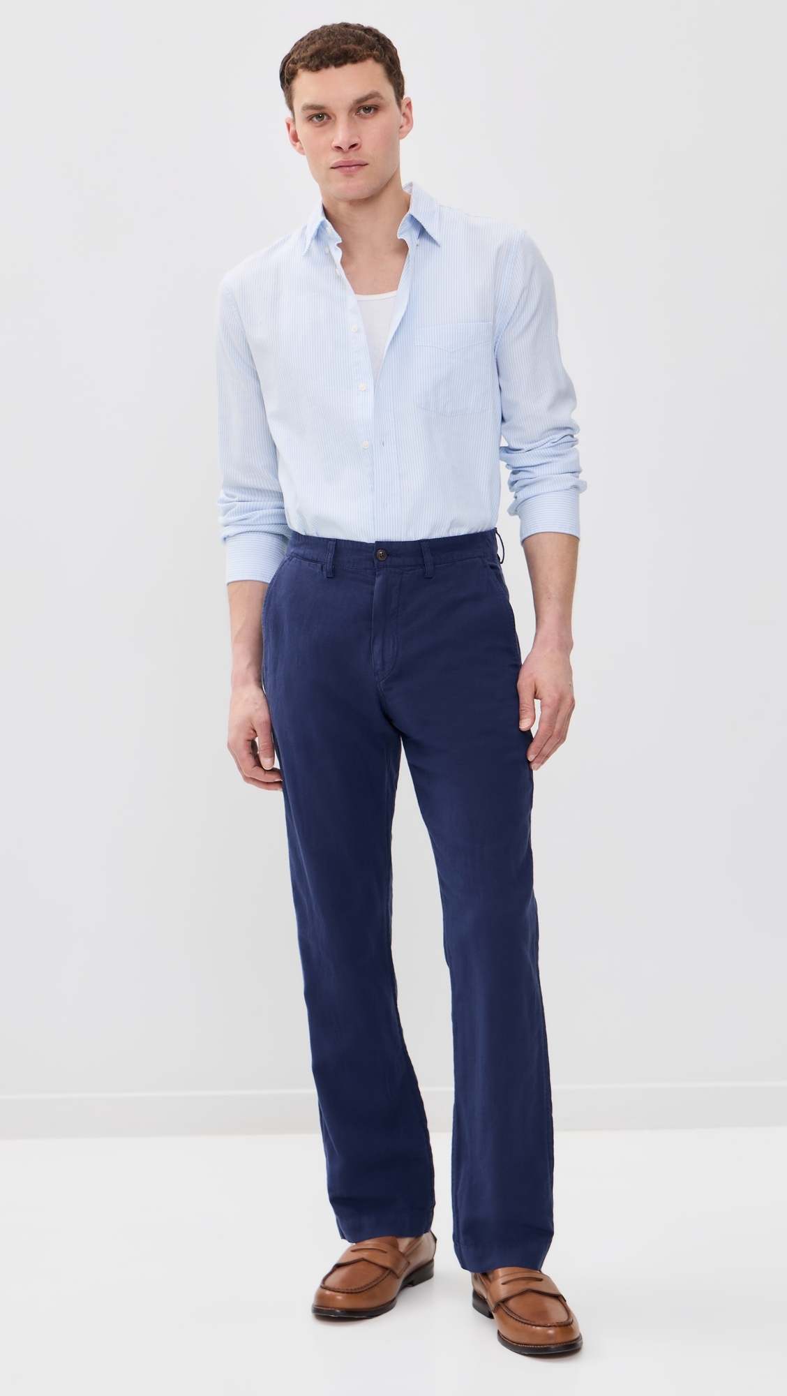 Linen Bedford Pants New Classic Navy