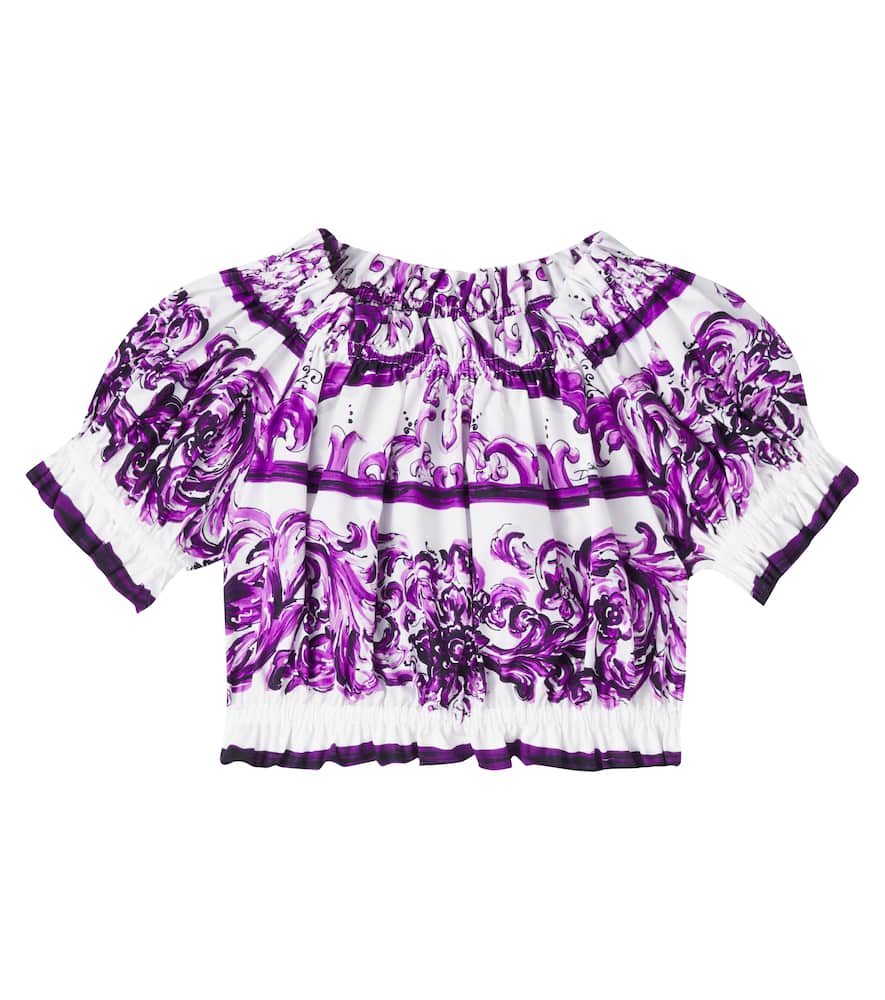 Majolica printed cotton poplin top
