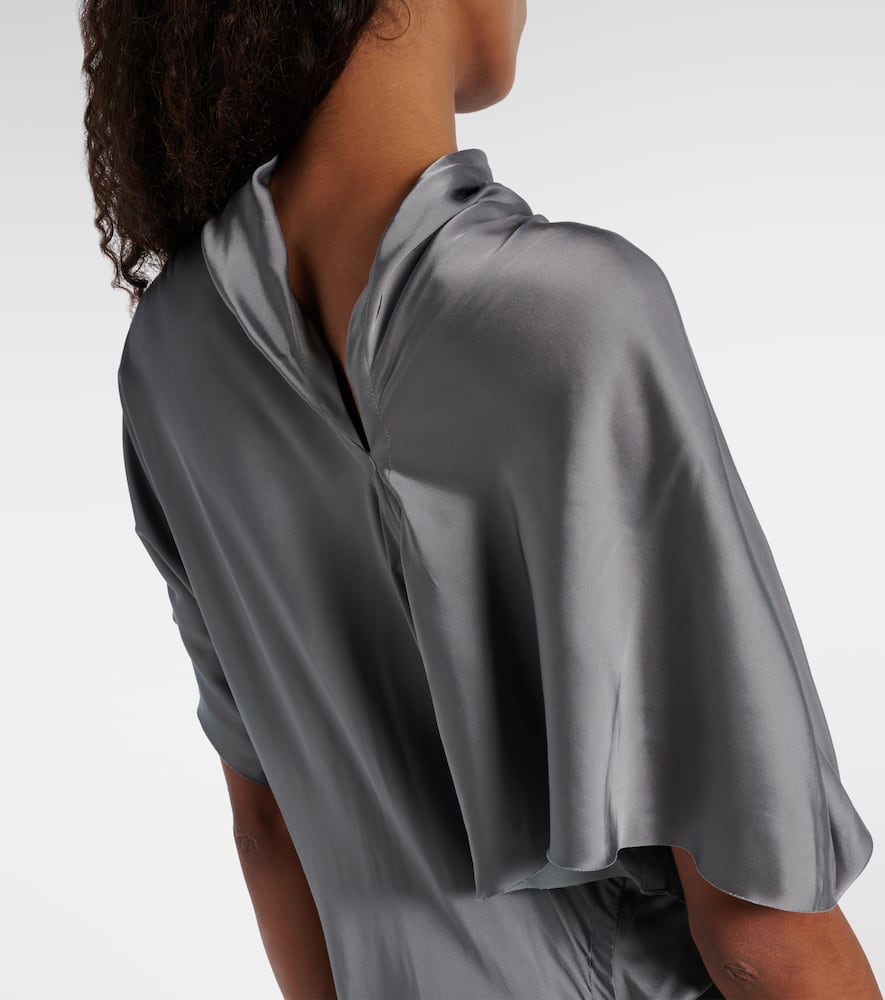 Gathered satin midi dress