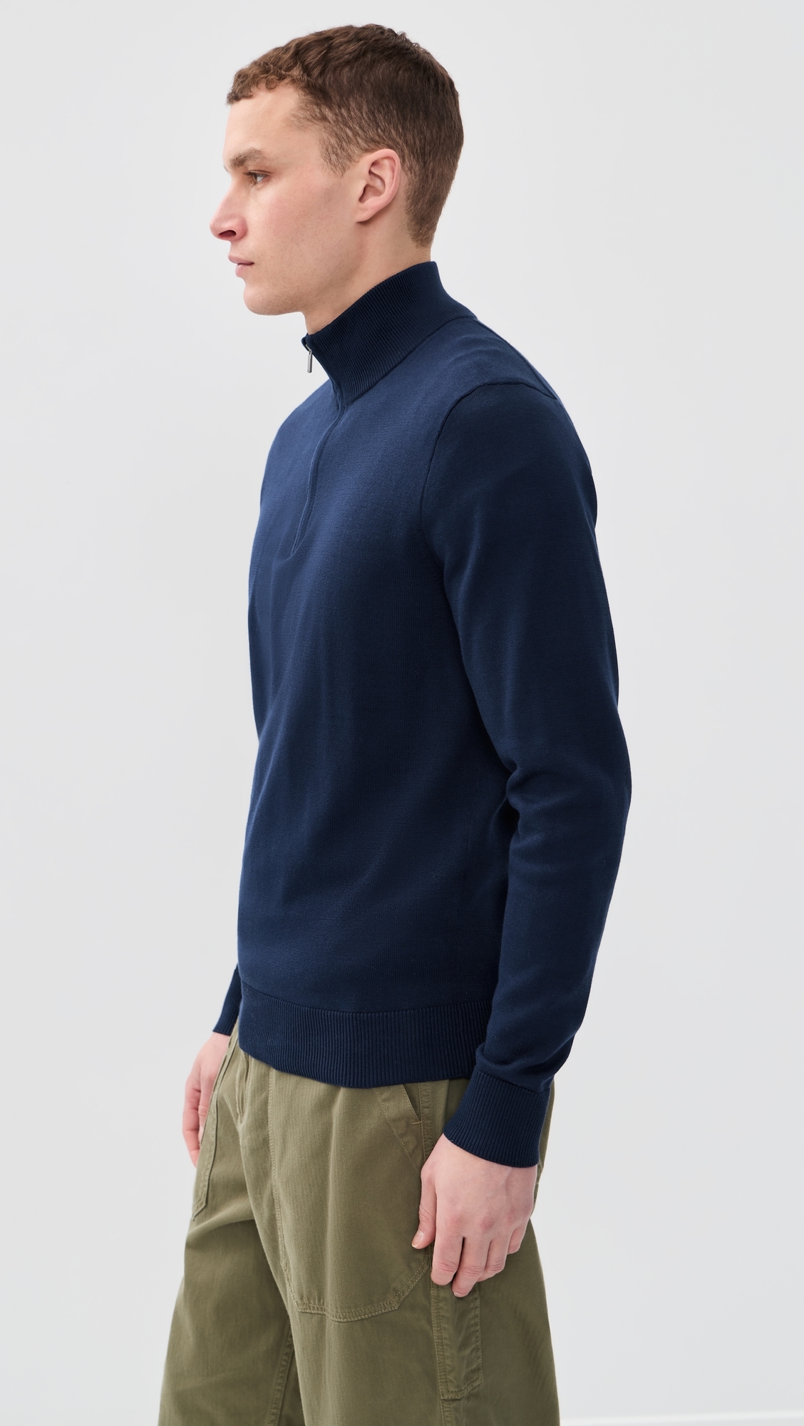 Original Label Cotton Jersey Half-Zip Sweater Bright Navy