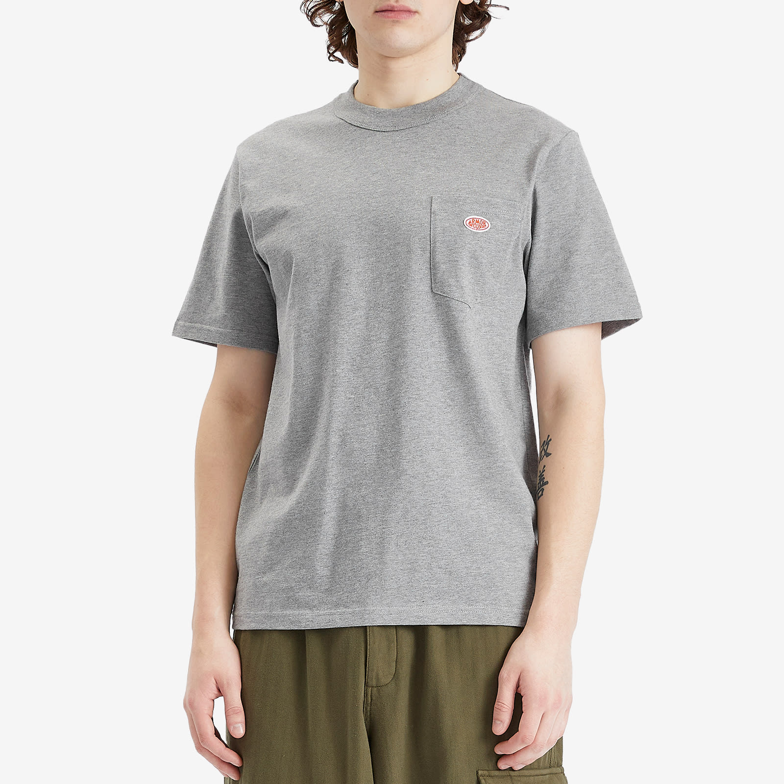 Armor-Lux Men's 79151 Logo Pocket T-Shirt in Misty Grey