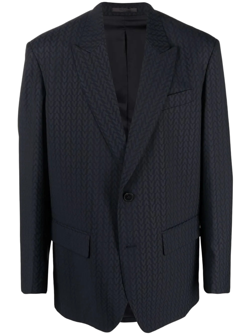 Monogram-Jacquard Wool-Mohair Blazer — Navy