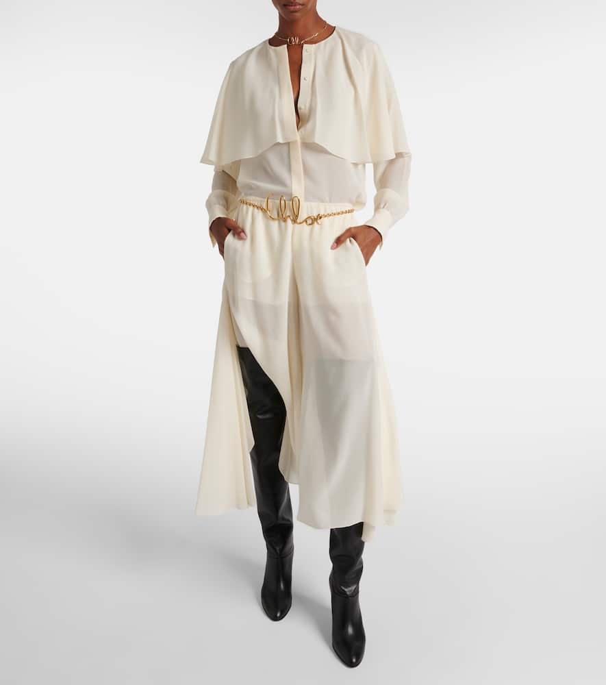Chloé Caped silk chiffon blouse