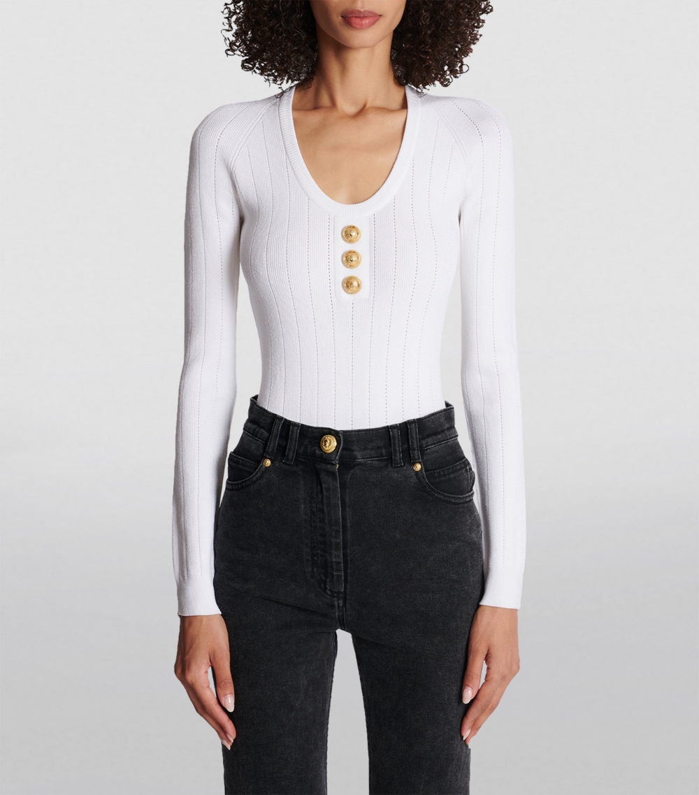 Ribbed Scoop-Neck Bodysuit