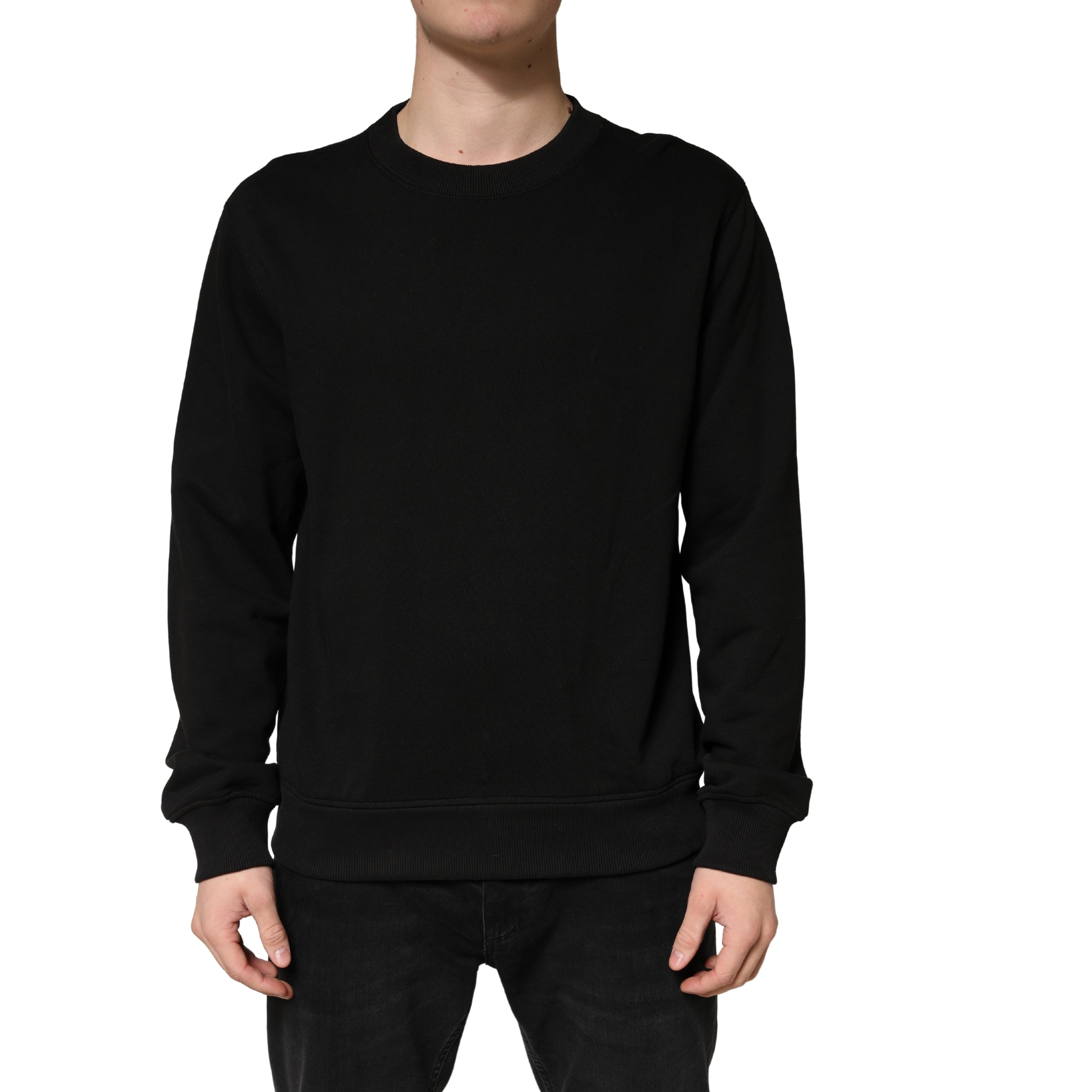 Cotton Crewneck Sweatshirt — Black