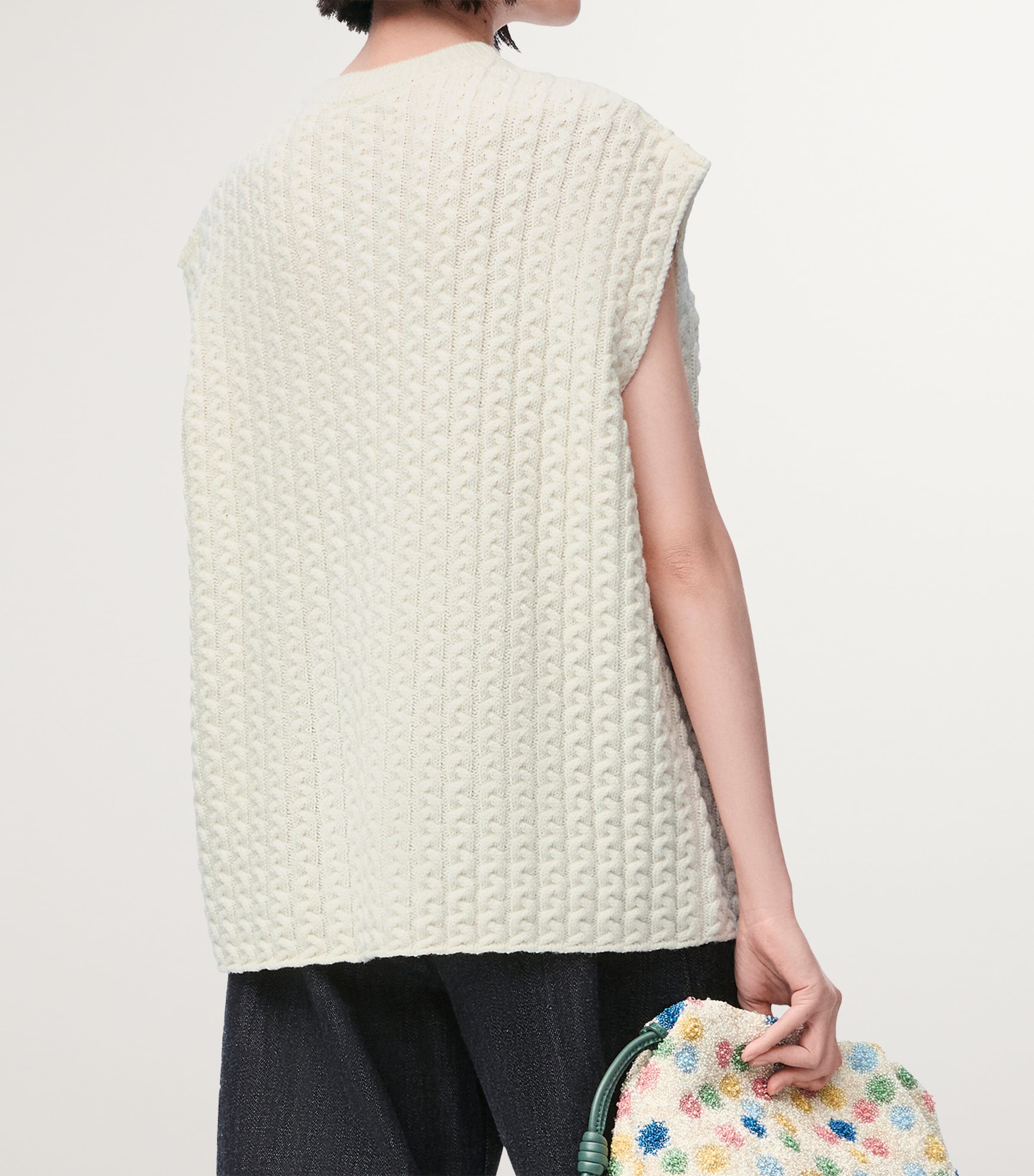 Wool Cable-Knit Anagram Sweater Vest