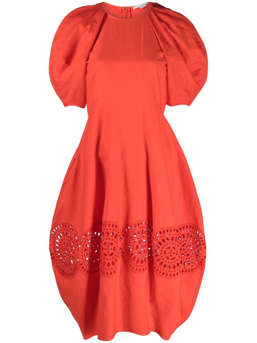 Cut-out puff midi dress - Red