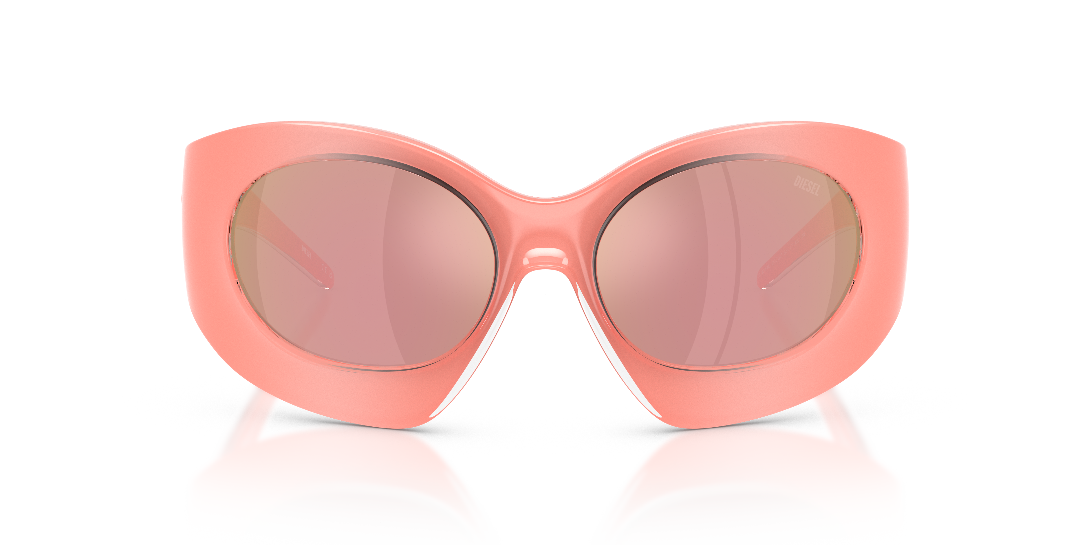 DIESEL Unisex DIESEL DL3014U 2061/Z Sunglasses Injected Pink Pink Cat Eye Mirror
