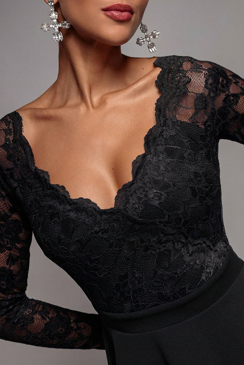 Goddiva Off The Shoulder Lace Skater Mini Dress - Black