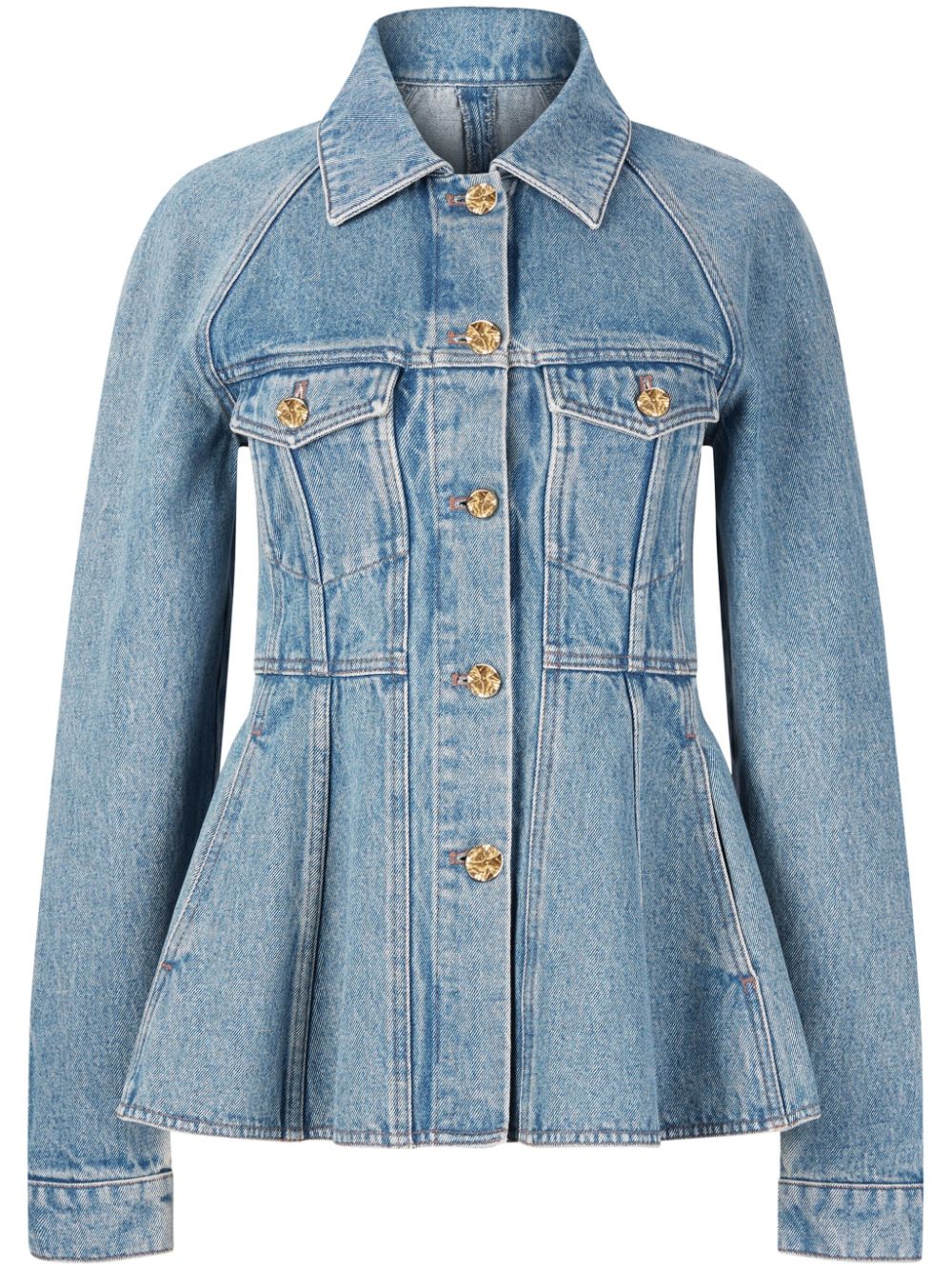 Peplum Denim Jacket - Blue