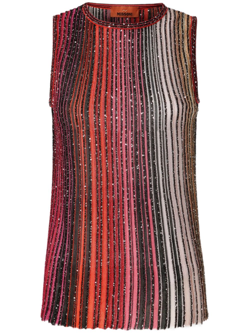 Sequin-embellished striped vest - Red