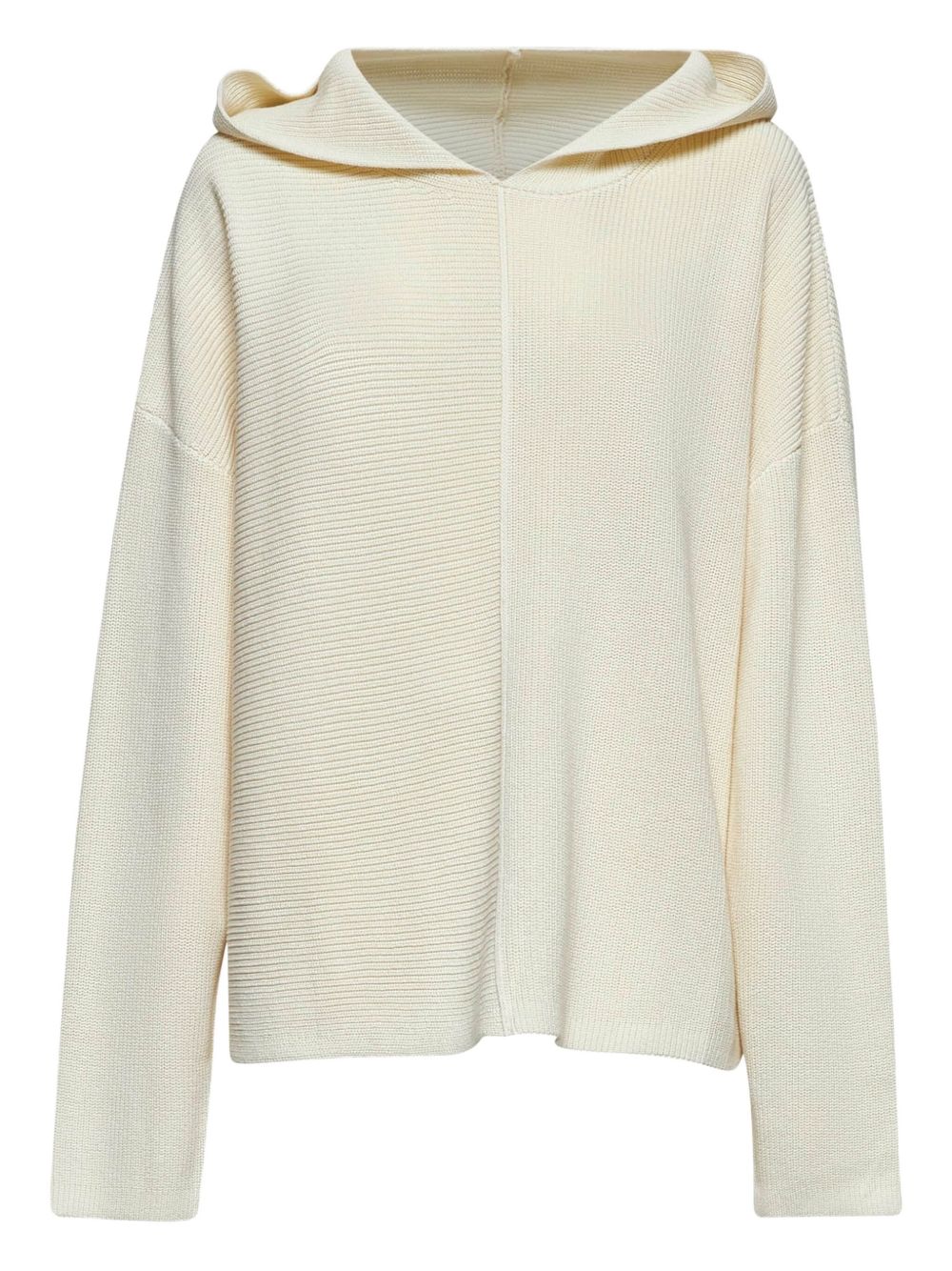 Ribbed-knit hooded sweater - Neutrals