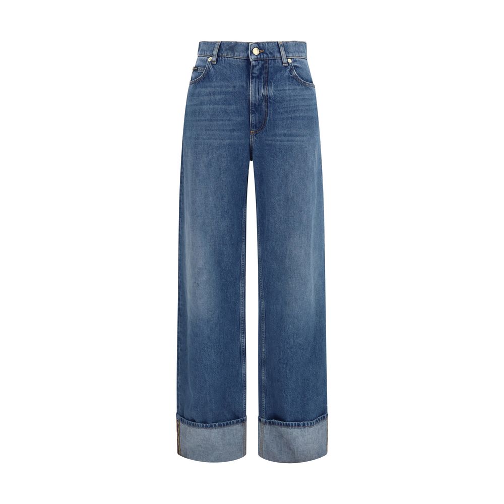 Straight-Leg Denim Jeans — Blue
