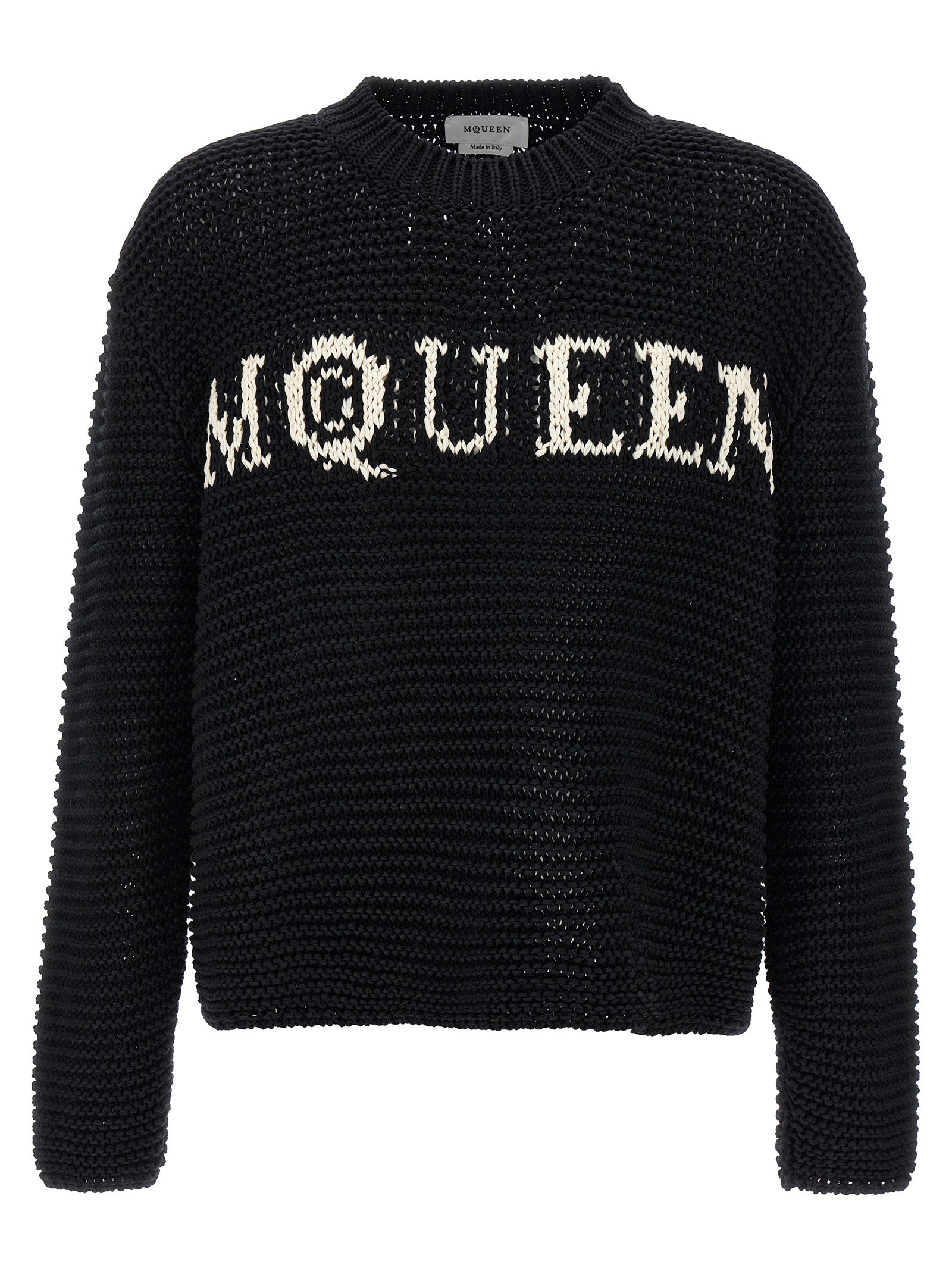 Logo-Embroidered Cotton Sweater — Black