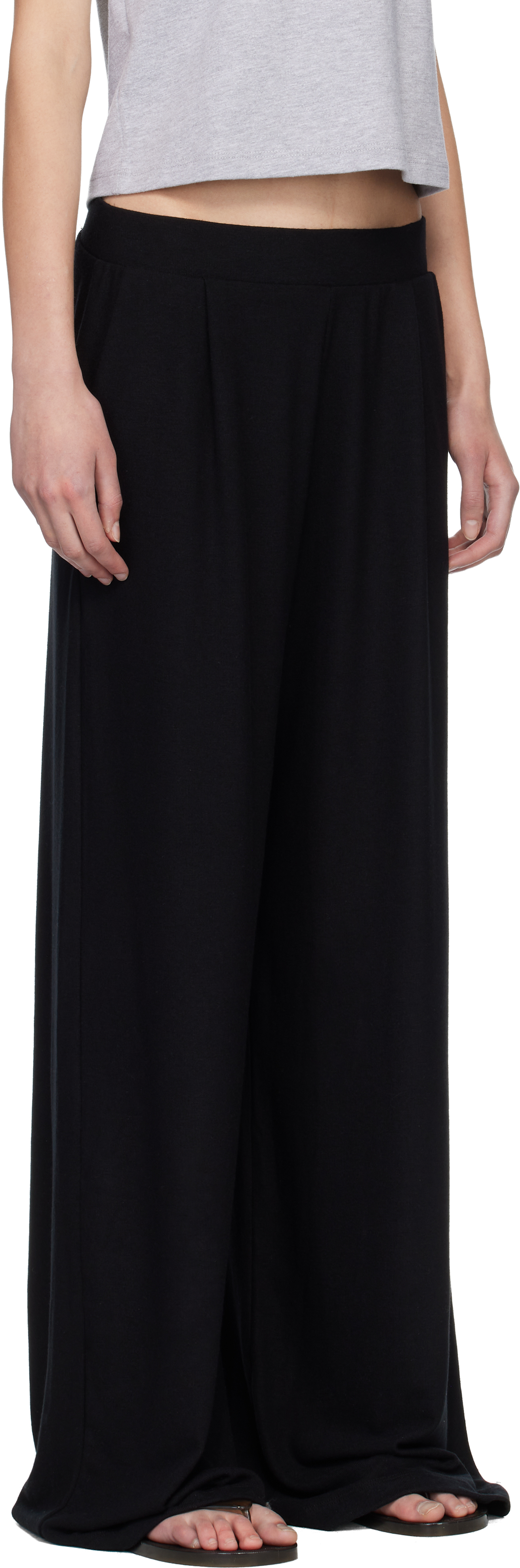 Black Lauren Pleated Pocket Trousers