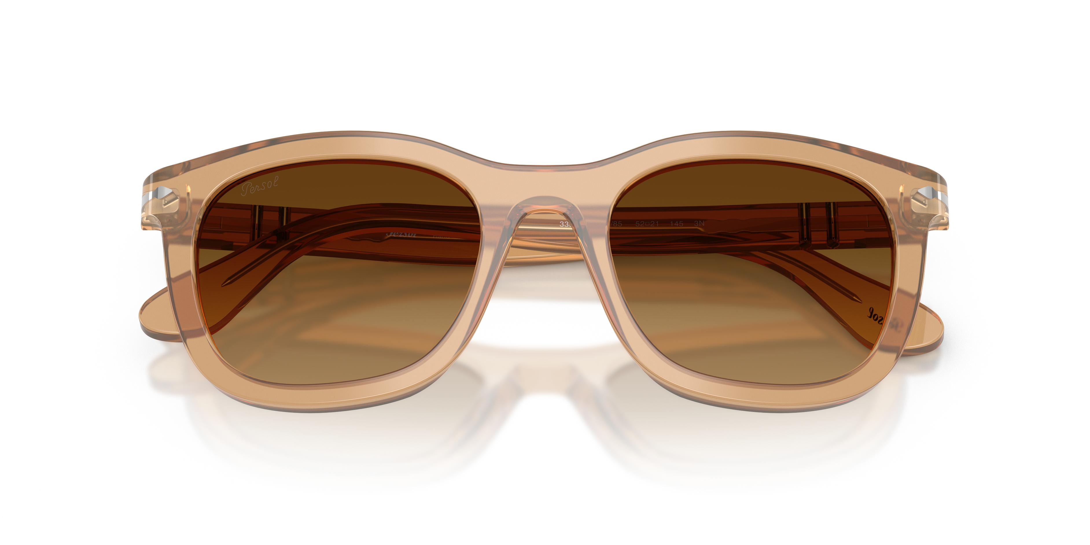 Persol Unisex Persol PO3395S 116985 Occhiali da sole Acetato Marrone Marrone Pantos Normale Sfumato
