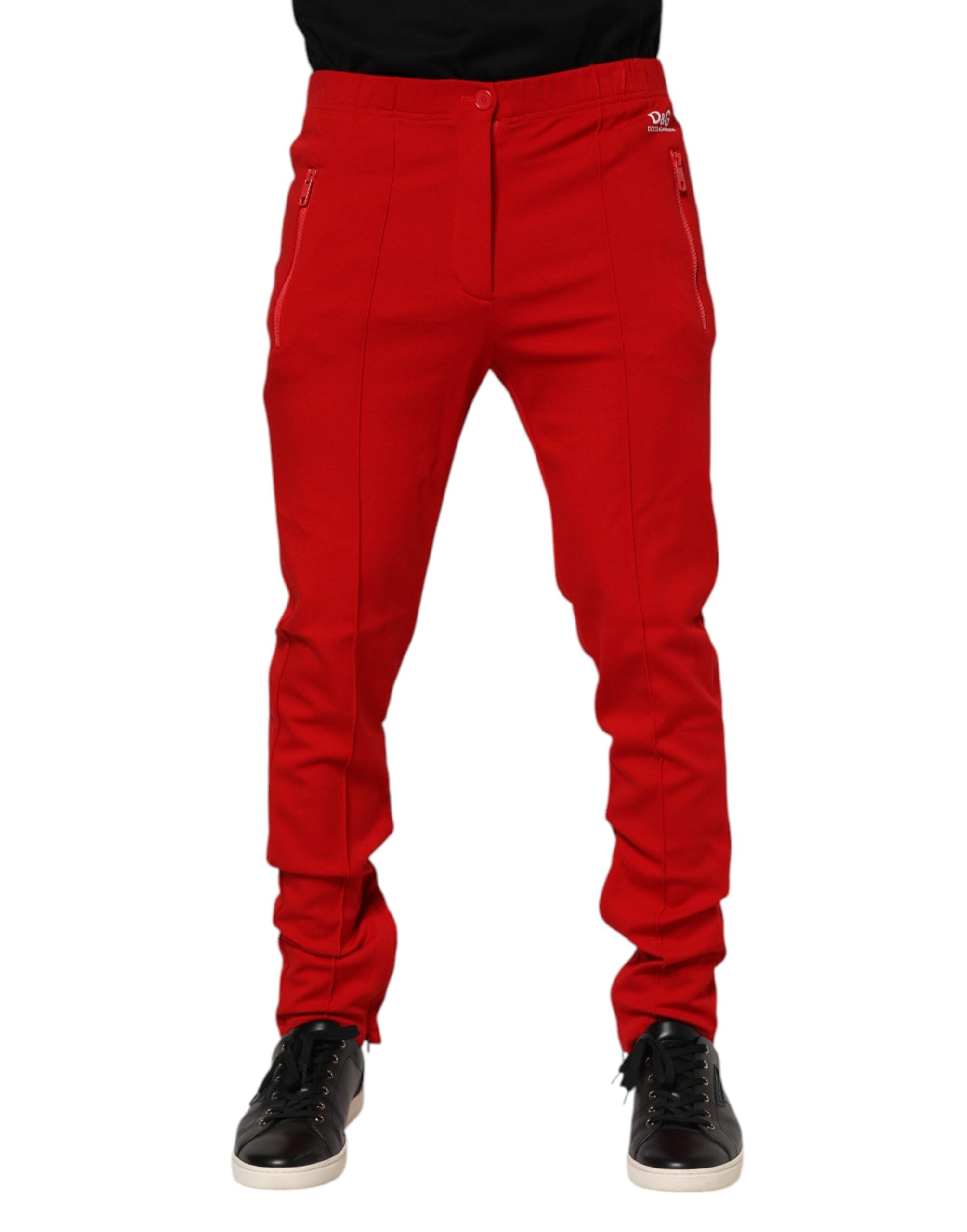 Logo-Detail Viscose Joggers — Red