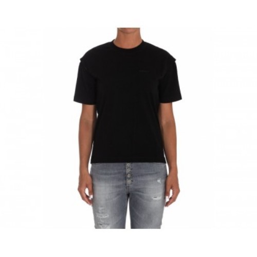 Slit-detail cotton T-shirt - Black