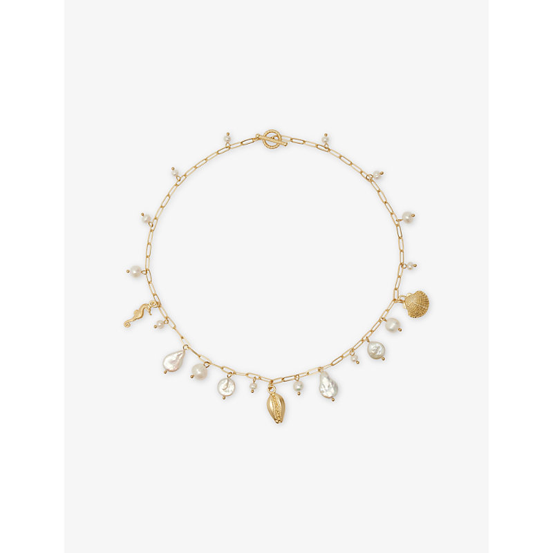 Womens White Prism Baroque Pearl Charm Necklace
