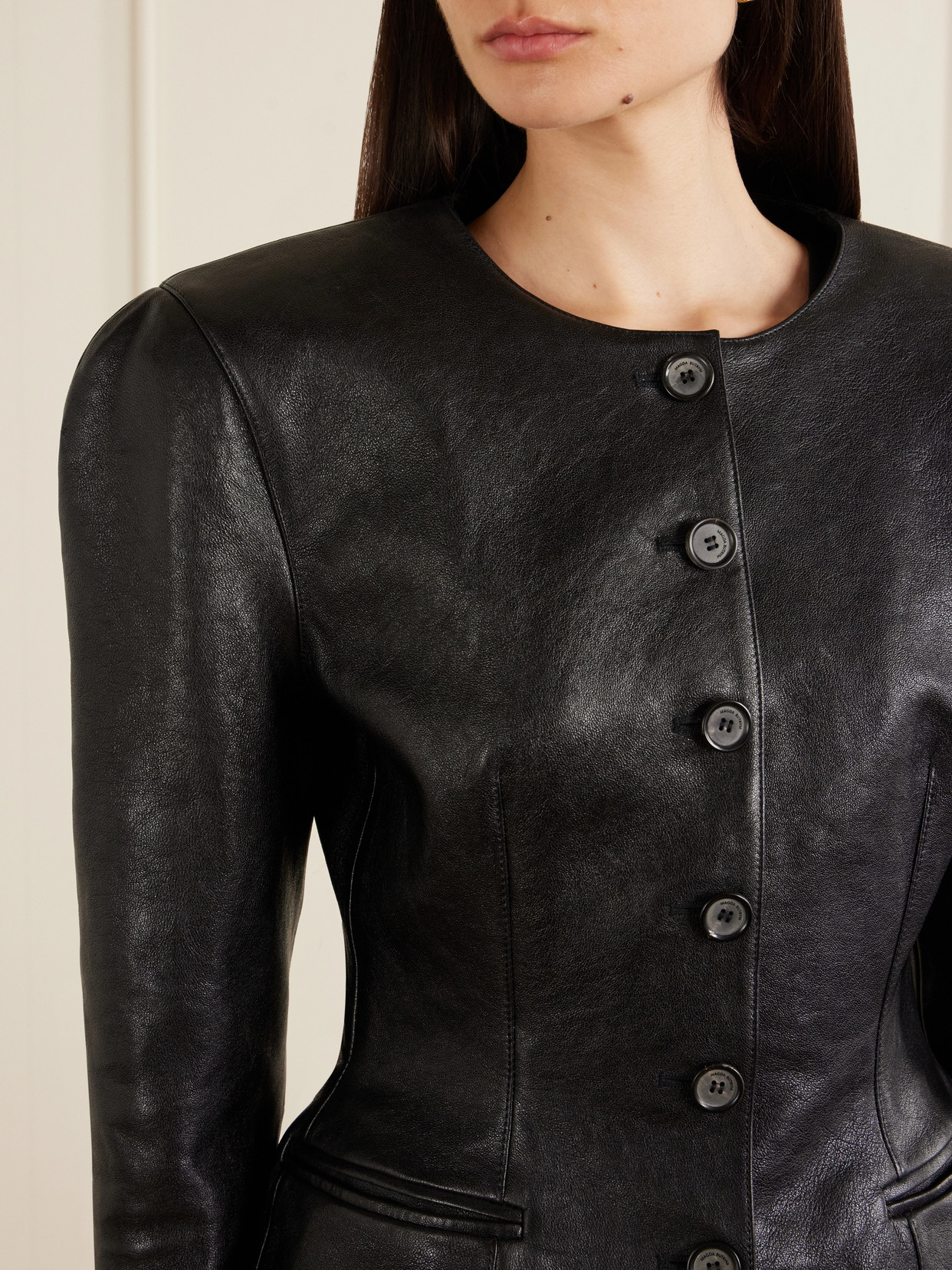 Paneled Leather Jacket - Black