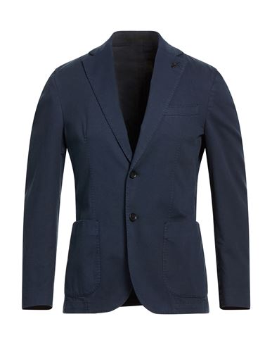 Man Blazer Navy Size 36 Cotton, Elastane