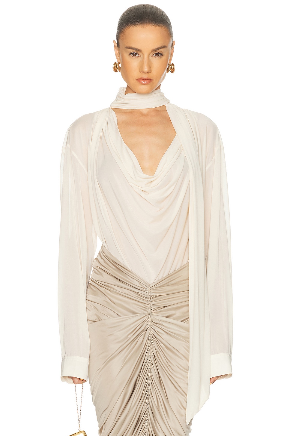 Atlein Long Sleeve Top in Ivory - Ivory. 36 also
