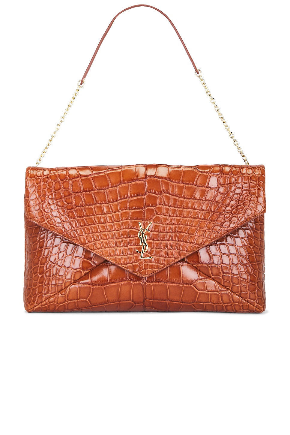 Saint Laurent XXL Alligator Envelope On Chain Bag in Dark Nutmeg & Nutmeg - Brown. a