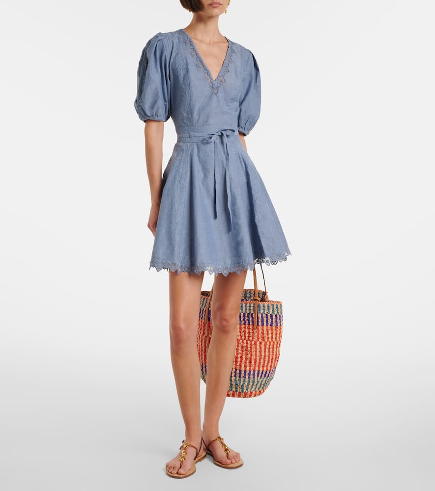 Camila lace-trimmed cotton minidress