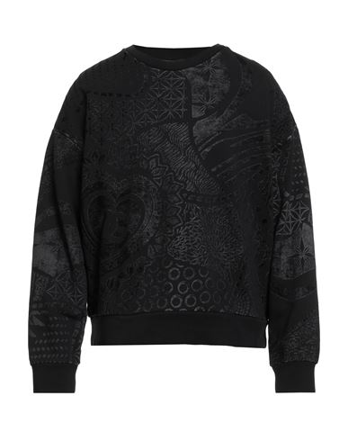 Man Sweatshirt Black Size M Cotton, Elastane