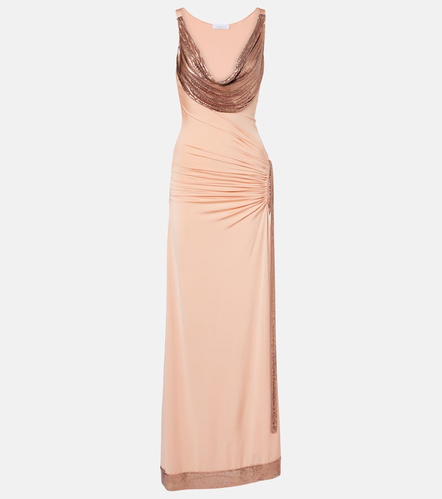 Chainmail satin gathered gown