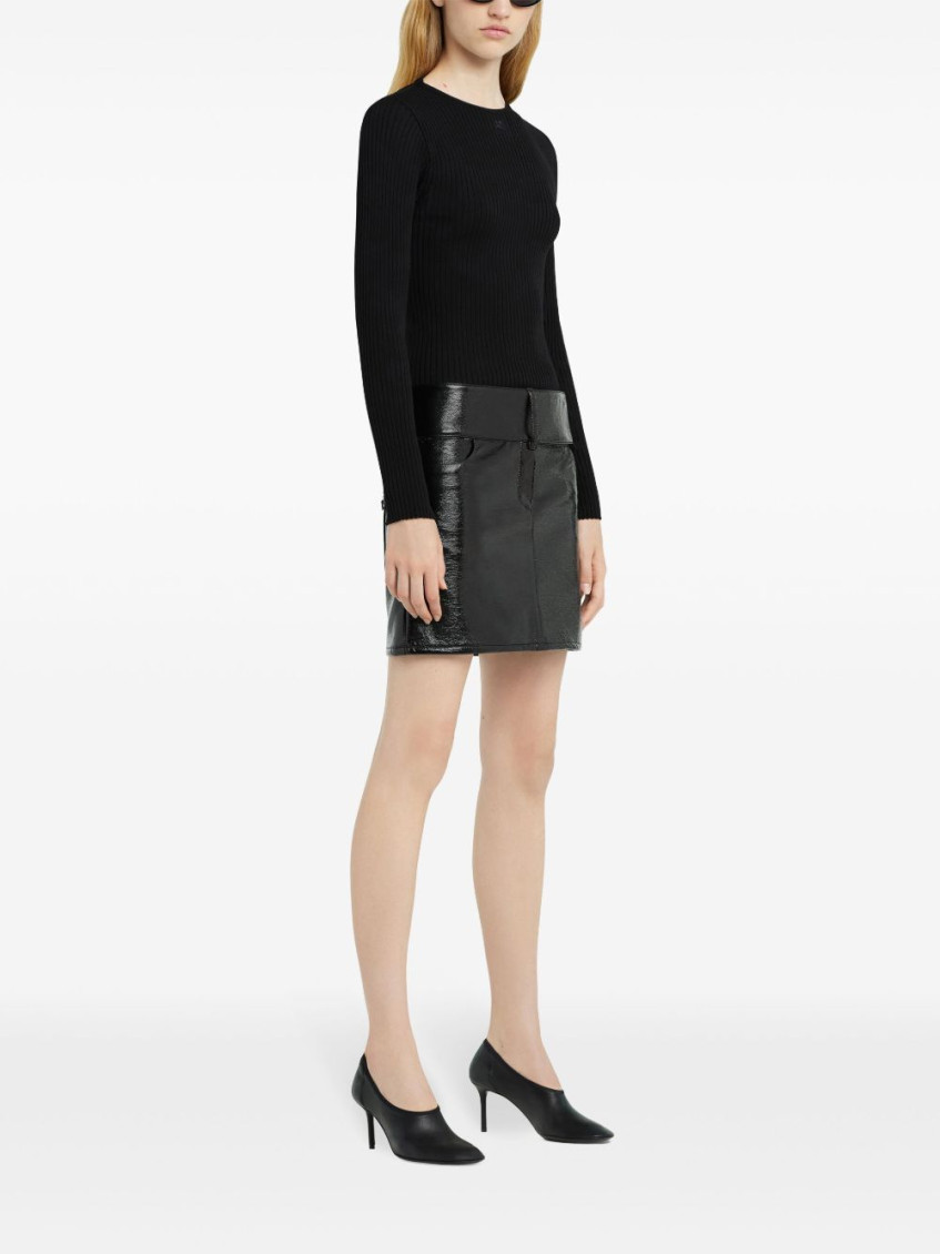Logo Embroidered Belted Mini Skirt