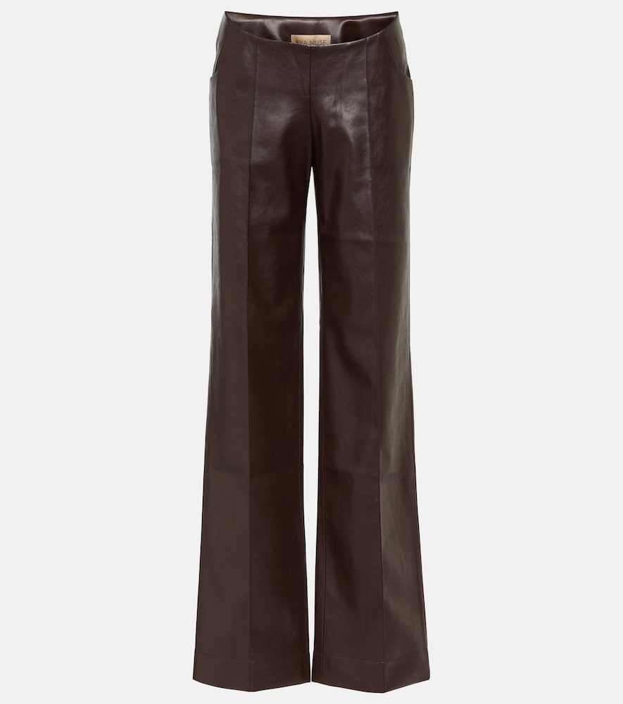 Faux leather wide-leg pants
