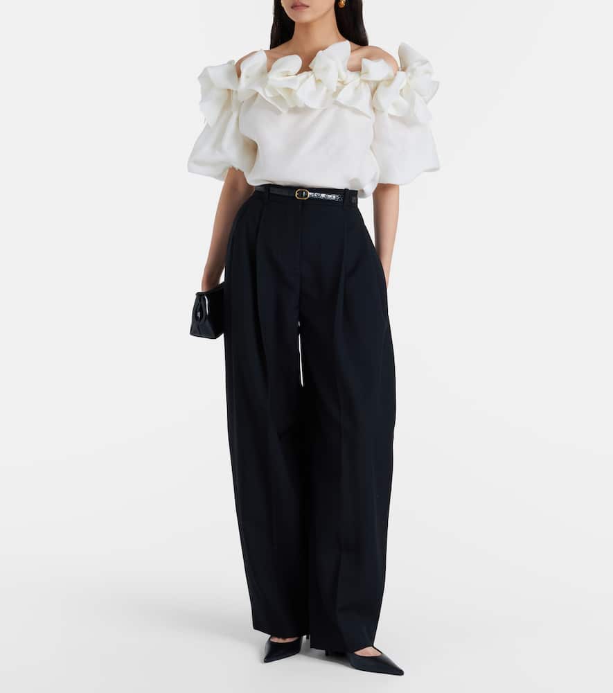 Off-shoulder silk top