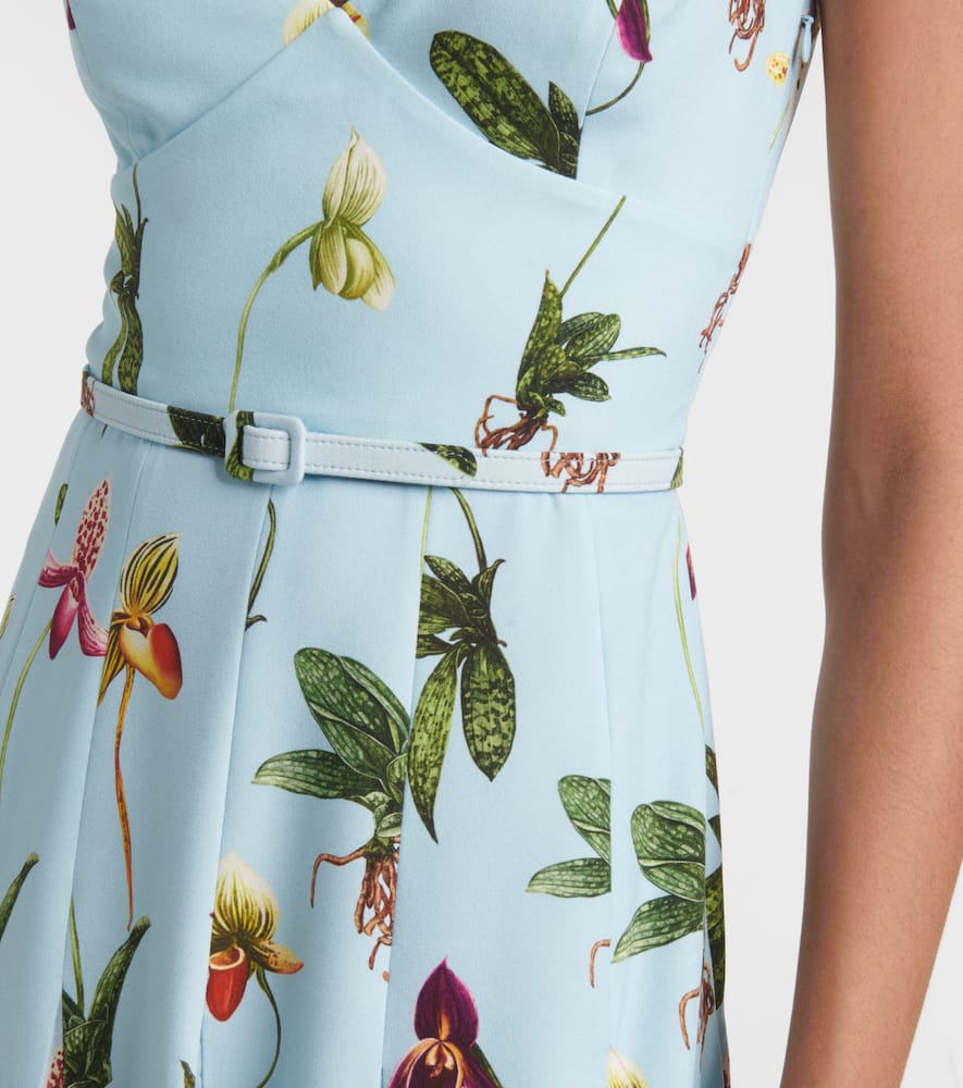 Floral belted cady midi dress