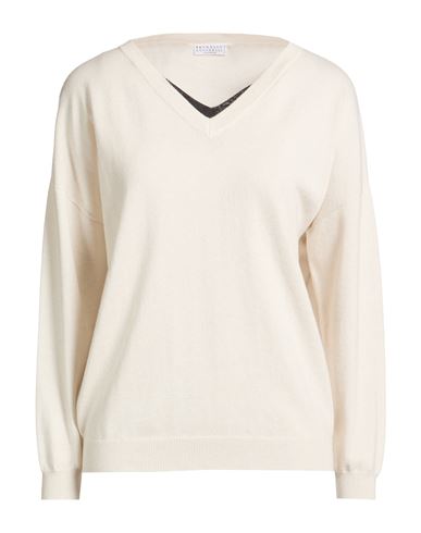 Woman Sweater Ivory Size M Cashmere, Brass, Acetate, Silk