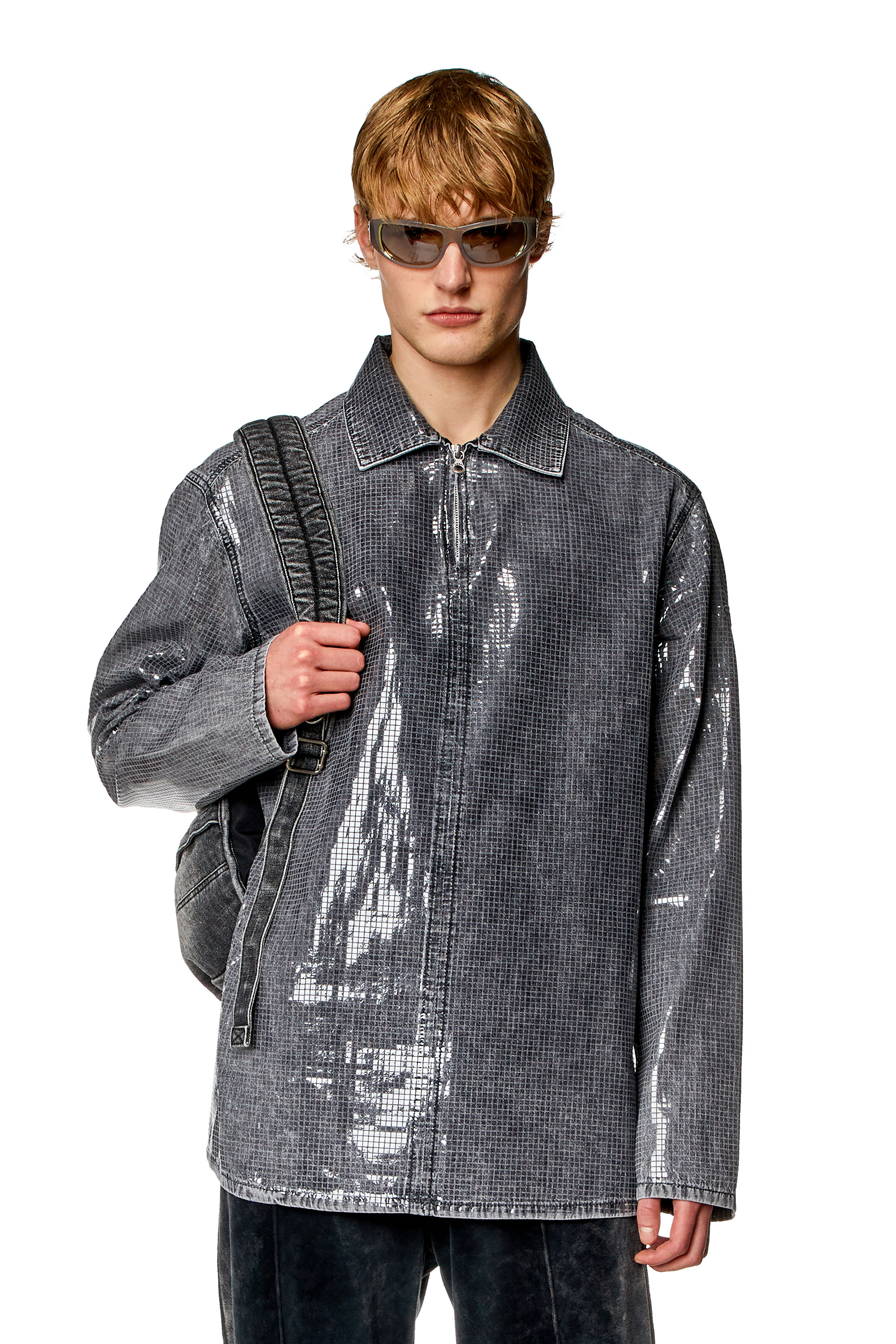 D-Brad-S high-shine denim shirt - Black