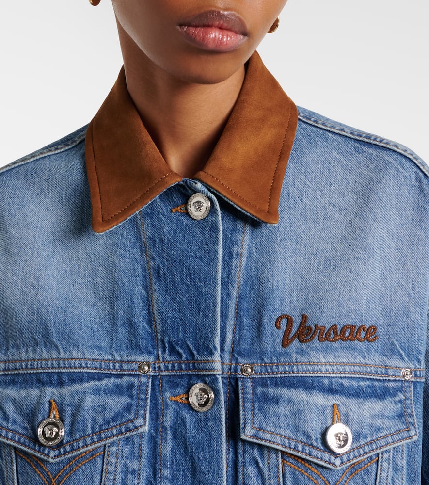 Trucker suede-trimmed denim jacket