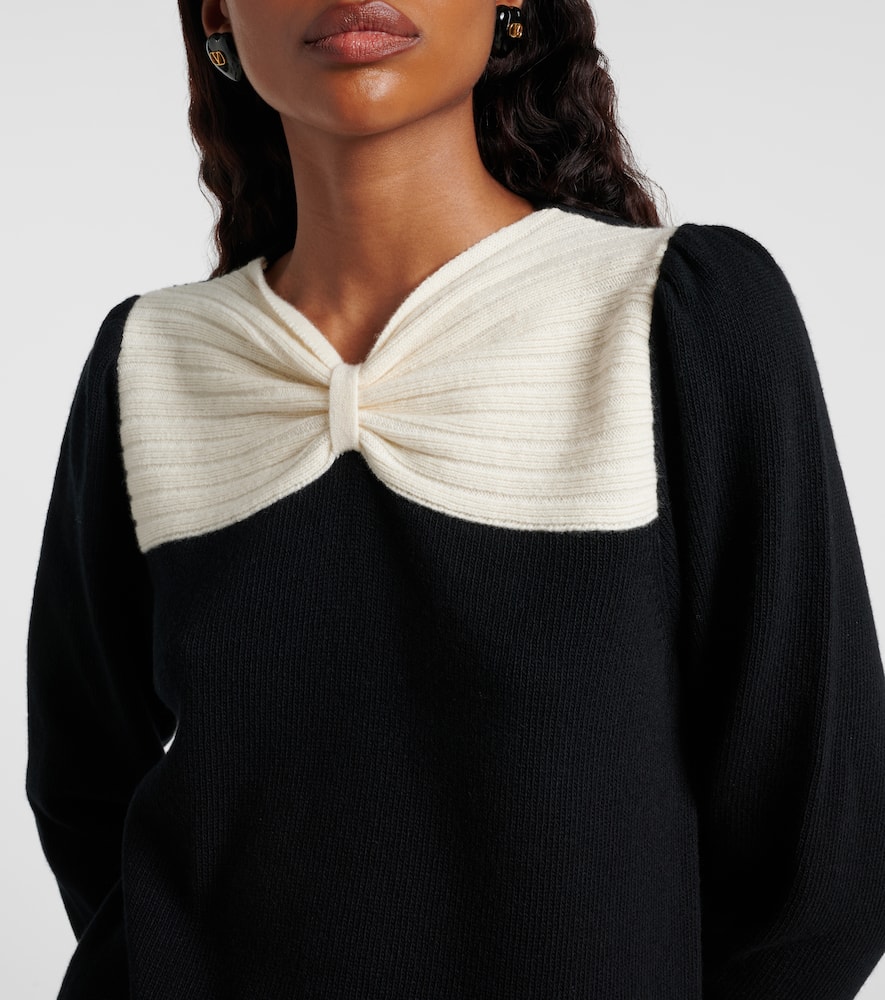 Bow-detail virgin wool sweater