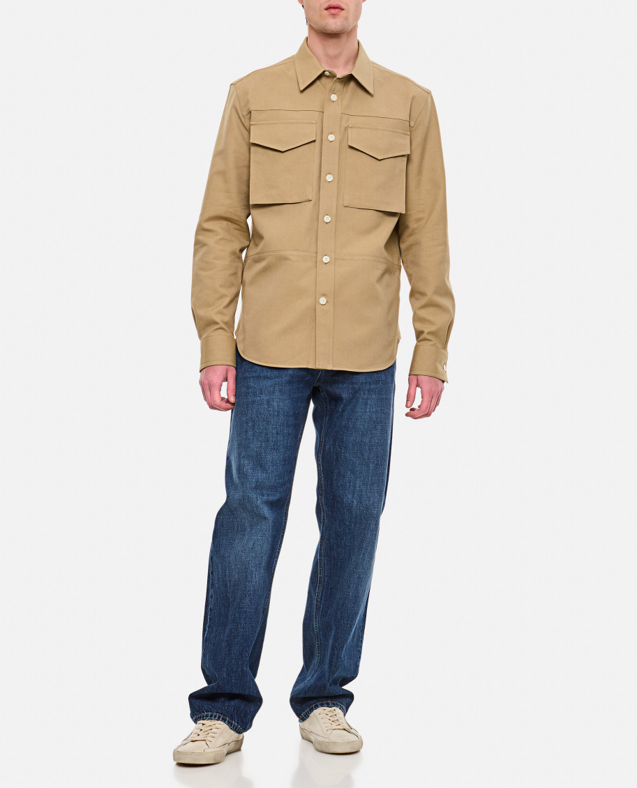 Cargo-pocket cotton shirt - Neutrals