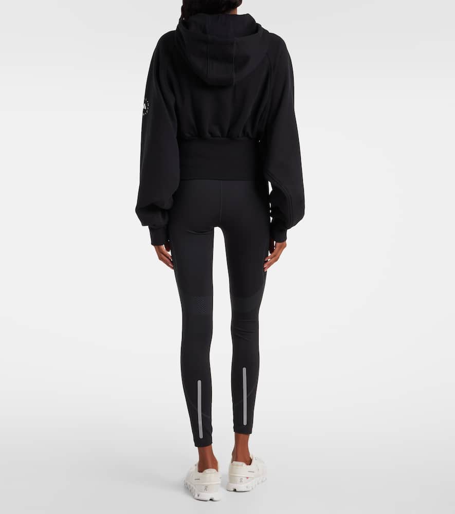 Cropped cotton jersey hoodie