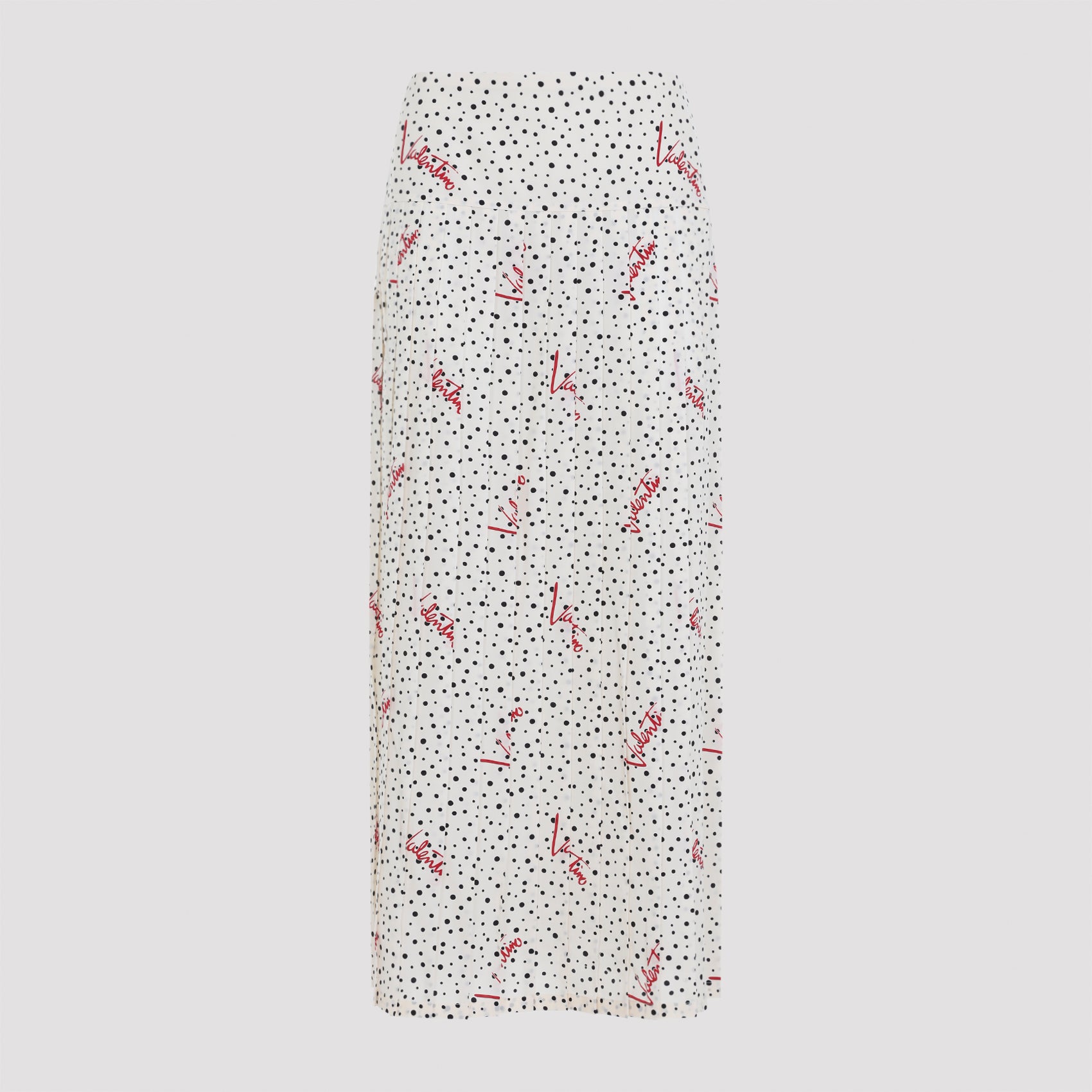 Plissé Silk Polka-Dot Midi Skirt