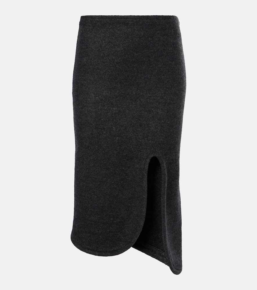 Padded high-rise wool pencil skirt