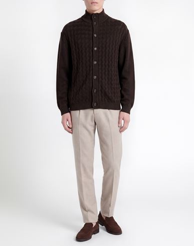 Man Cardigan Chocolate brown Size L Virgin Wool