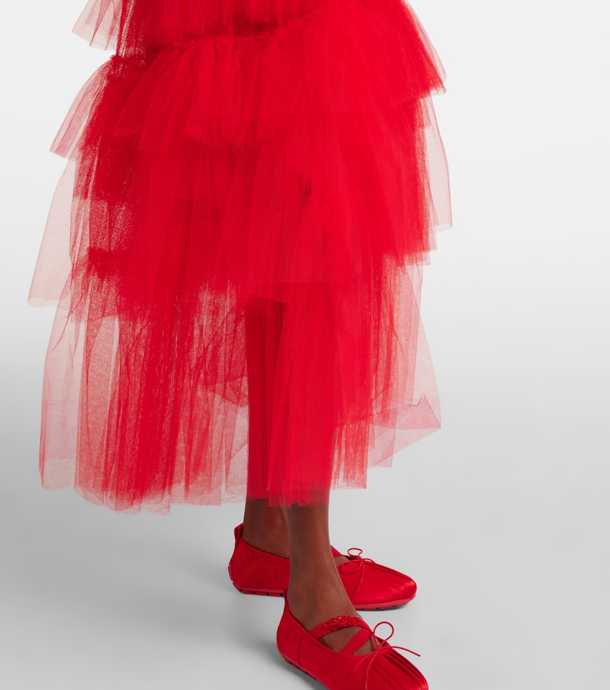 Tiered tulle midi skirt