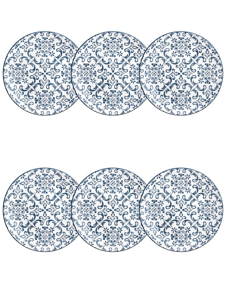 Set Of 6 Mediterranean Blue Salad Plates