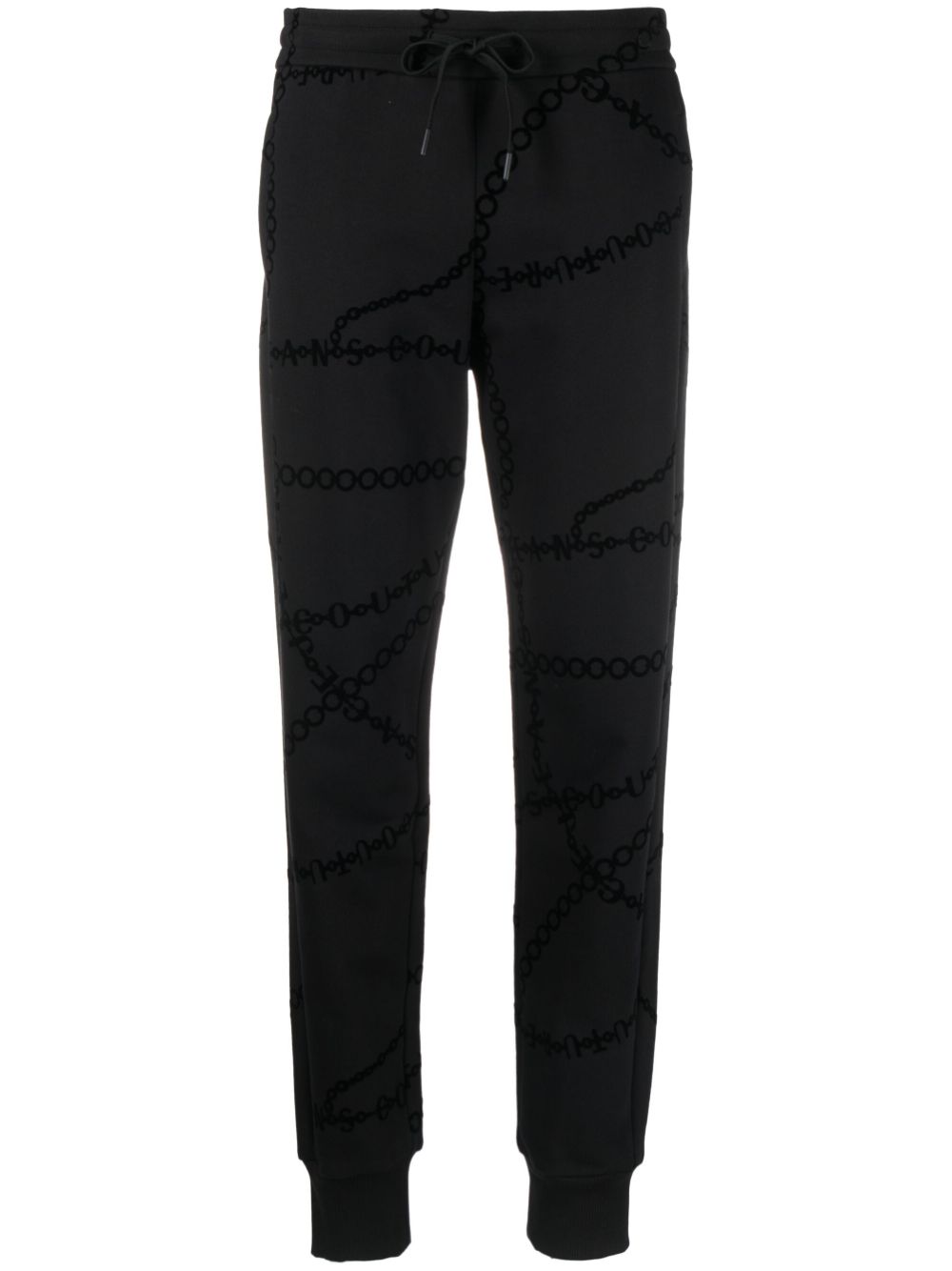 Chain-print cotton track pants - Black