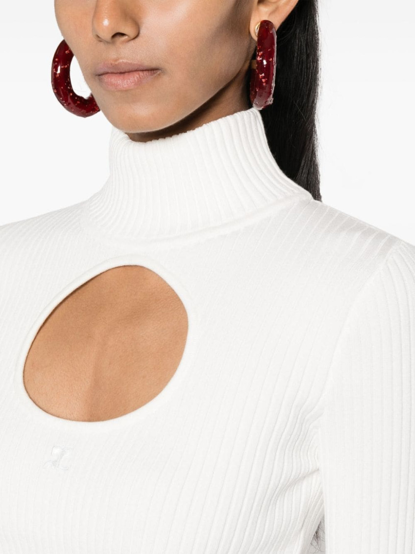 Cut-out Detail Turtleneck Cropped Sweater